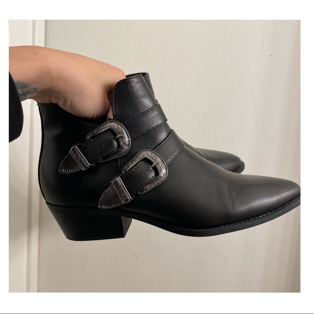 !! SOLD !! Forever 21 Buckle Biker Ankle Booties - Picture 2 of 5